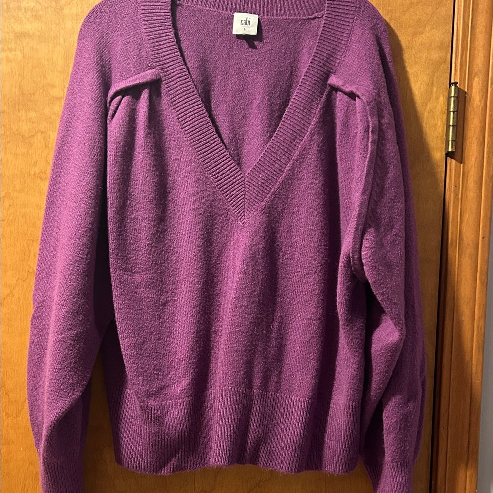 CAbi Women's V-Neck Sweater in Rich Purple